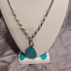 Gorgeous Blue Shell Pendant and Earrings